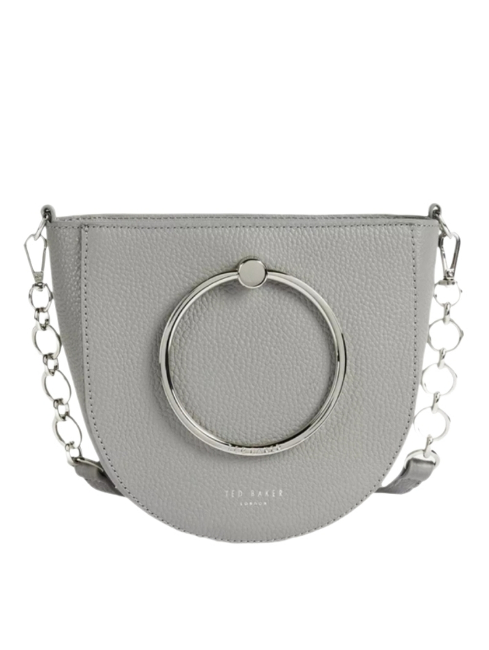 🩶 Ted Baker Heather Grey Leather Nitza Fiorel Ring Handle Crossbody Bag